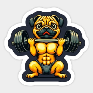 Pug Weightlifting Funny Men Fitness Gym Workout Sticker